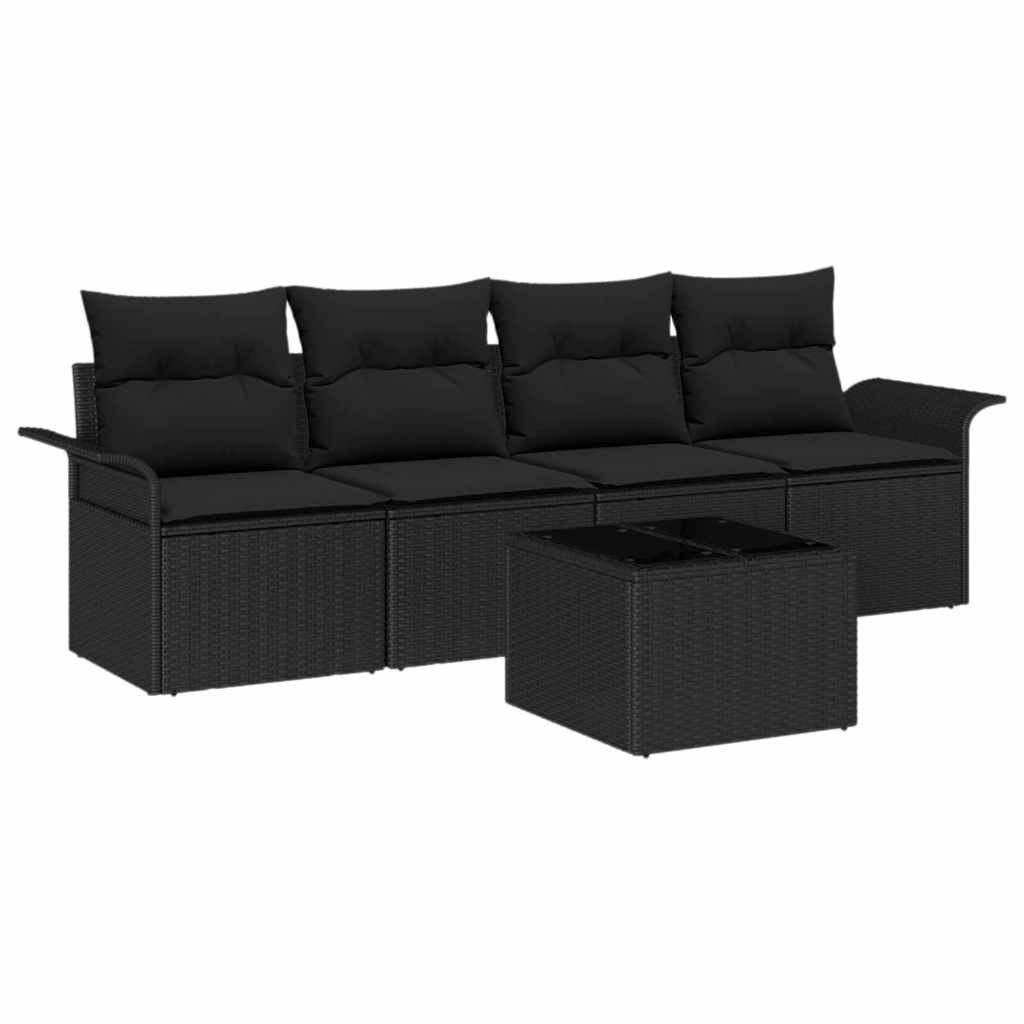 Zestaw Sof na Ogród 5 pcs Czarny Polirattan Lumarko!