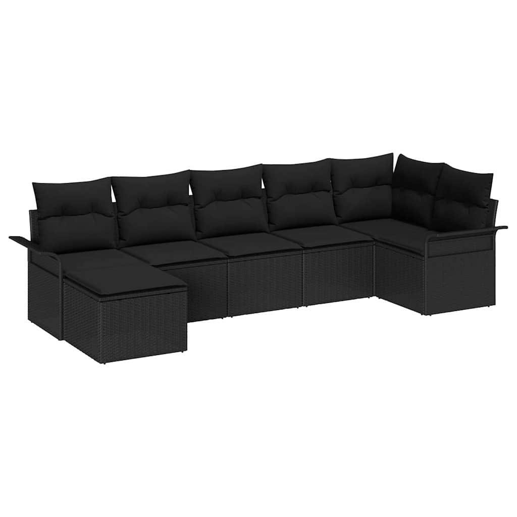 Zestaw Sof na Ogród z poduszką 7 pcs Czarny Polirattan Lumarko!