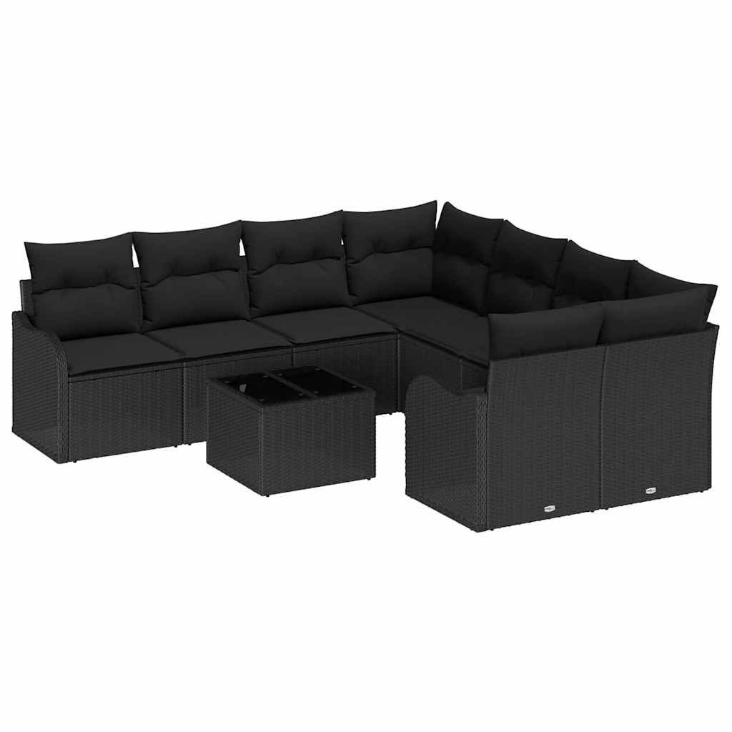 Zestaw Sof na Ogród 9 pcs Czarny 55 x 55 x 37 cm Polirattan Lumarko!