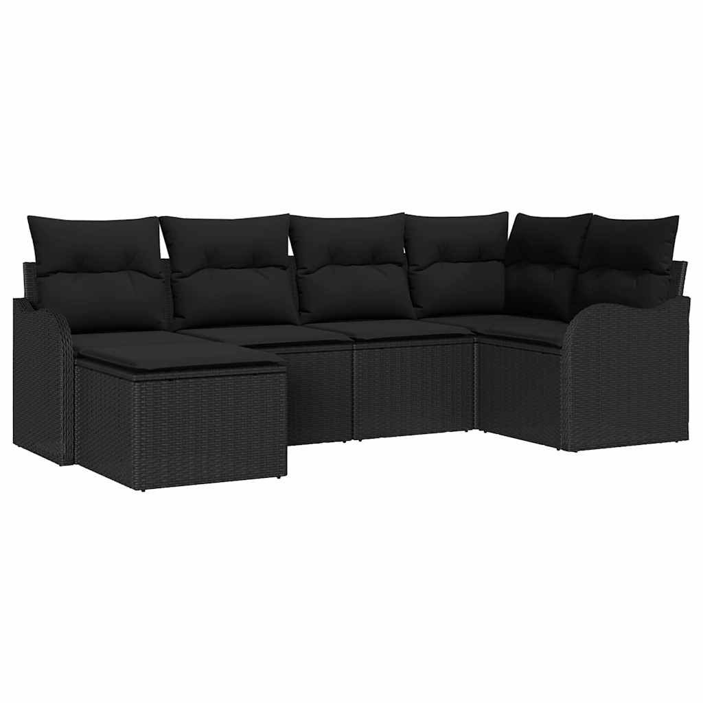 Zestaw Sof na Ogród z poduszką 6 pcs Czarny Polirattan Lumarko!