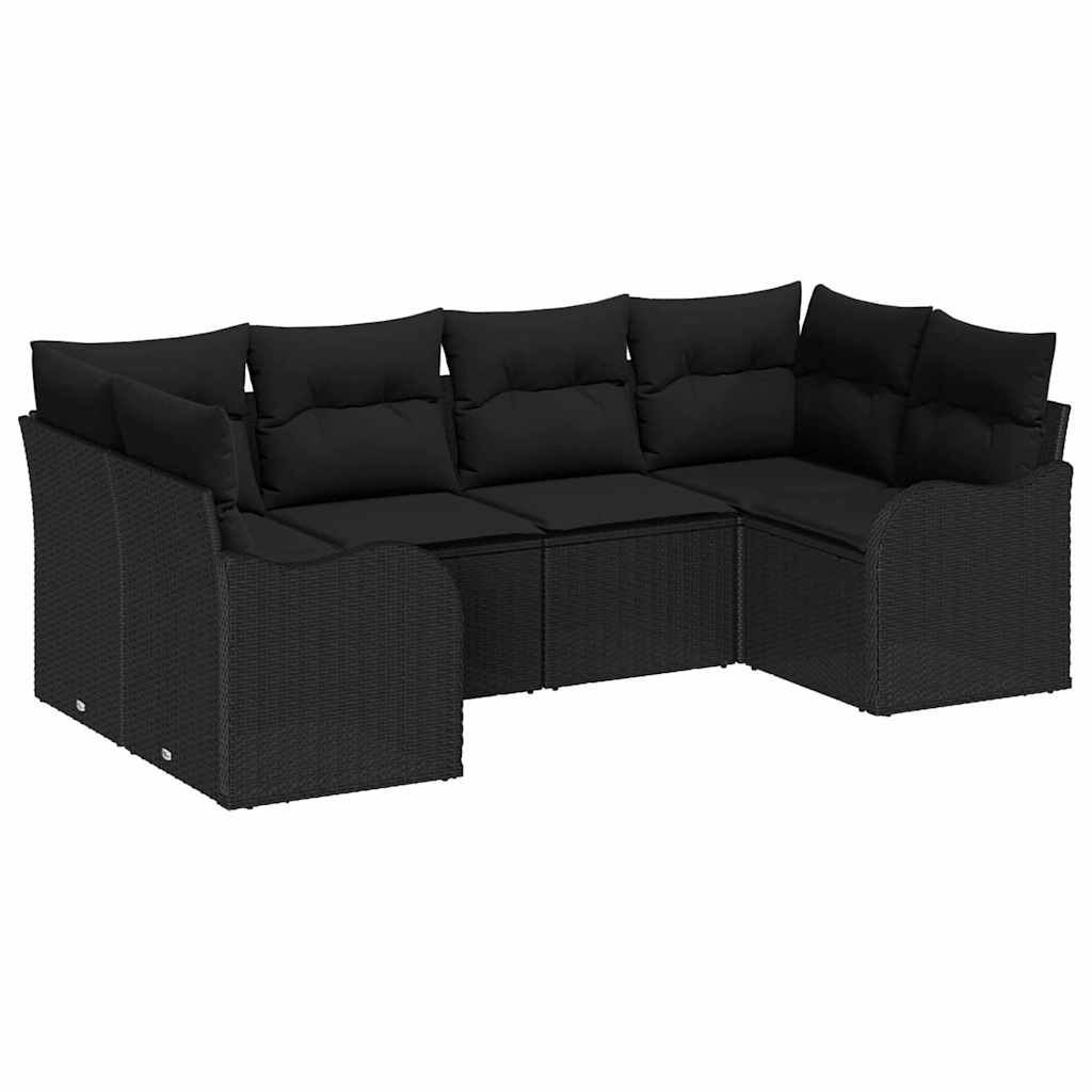Zestaw Sof na Ogród z poduszką 6 pcs Czarny Polirattan Lumarko!