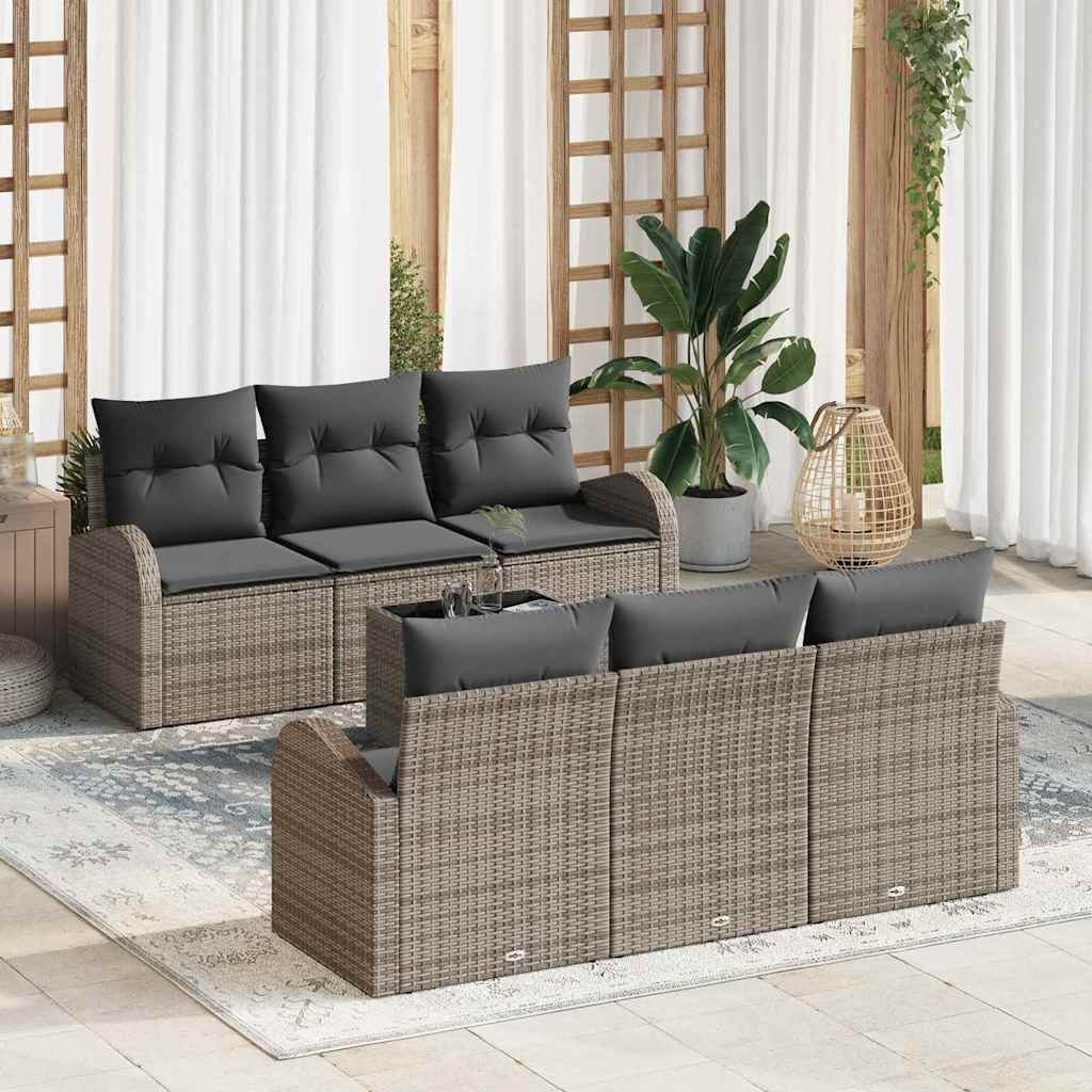 Zestaw Sof na Ogród 7 pcs Szary 55 x 55 x 37 cm Polirattan Lumarko!