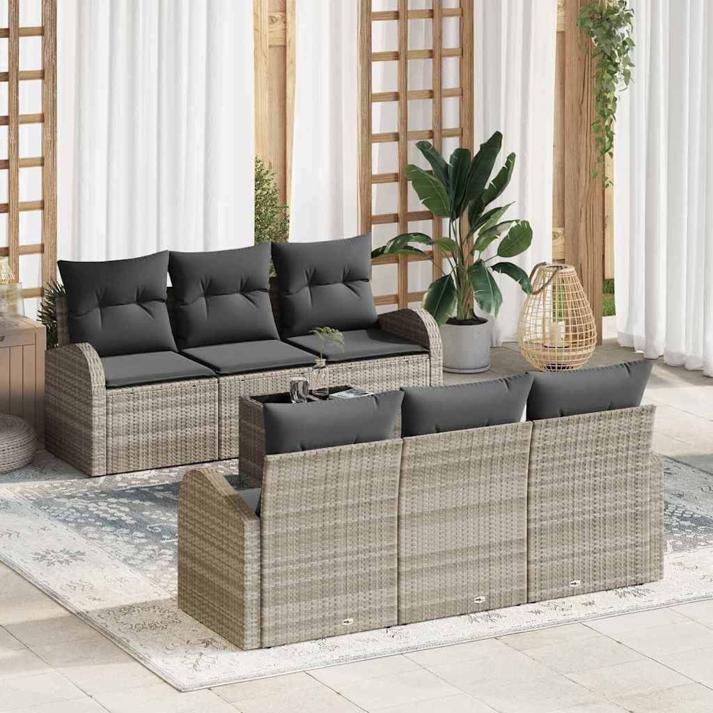 Zestaw Sof na Ogród 7 pcs Jasnoszary 55 x 55 x 37 cm Polirattan Lumarko!