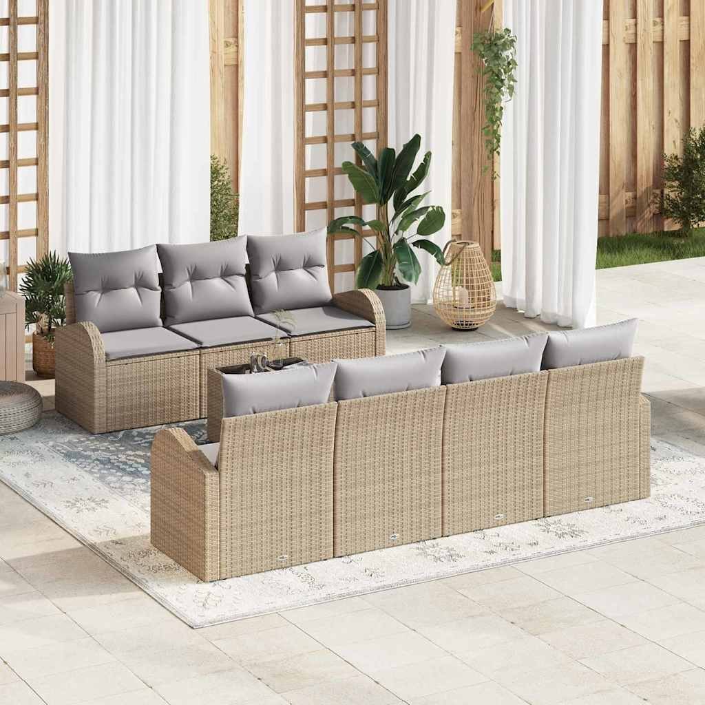 Zestaw Sof na Ogród 8 pcs Beżowy 55 x 55 x 37 cm polirattan Lumarko!