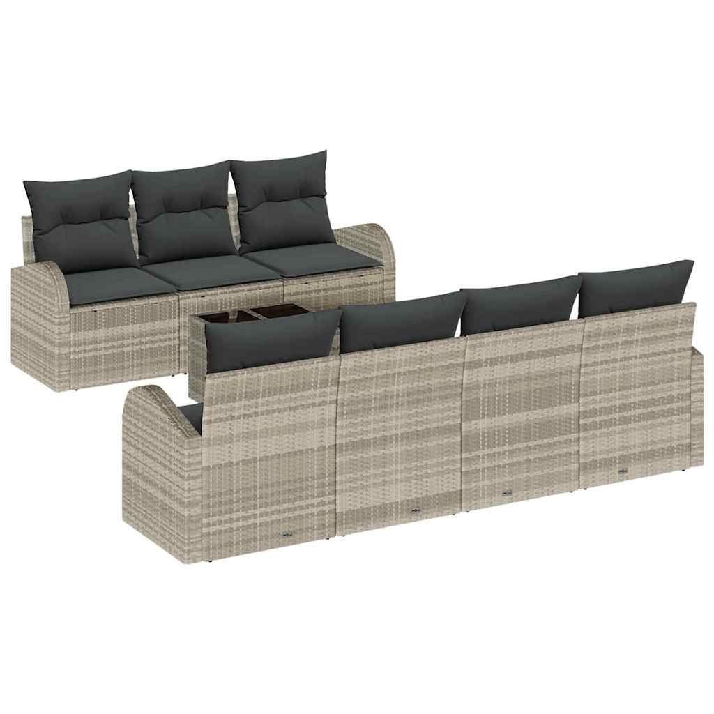Zestaw Sof na Ogród 8 pcs Jasnoszary 55 x 55 x 37 cm polirattan Lumarko!