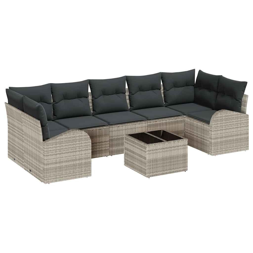 Zestaw Sof na Ogród 8 pcs Jasnoszary 55 x 55 x 37 cm polirattan Lumarko!
