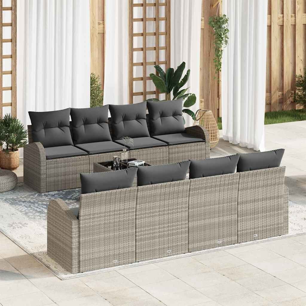 Zestaw Sof na Ogród 7 pcs Jasnoszary 55 x 55 x 37 cm polirattan Lumarko!