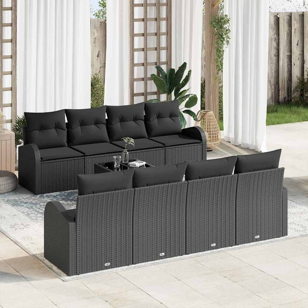 Zestaw Sof na Ogród 7 pcs Czarny 55 x 55 x 37 cm polirattan Lumarko!