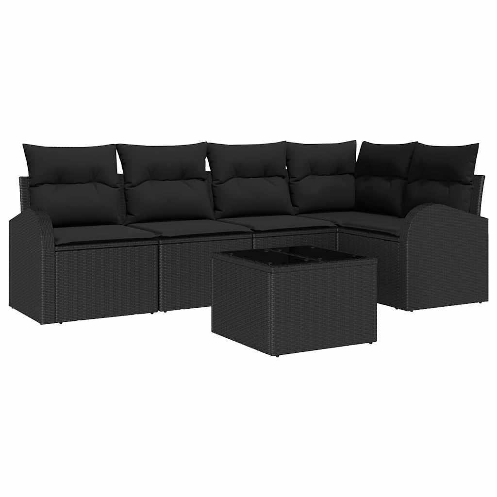 Zestaw Sof na Ogród z poduszką 6 pcs Czarny Polirattan Lumarko!