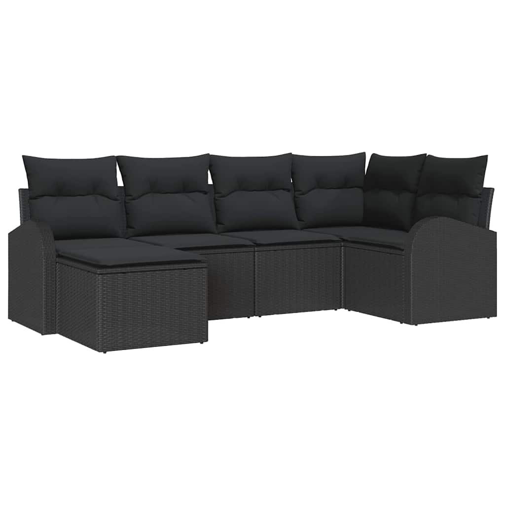 Zestaw Sof na Ogród z poduszką 6 pcs Czarny Polirattan Lumarko!