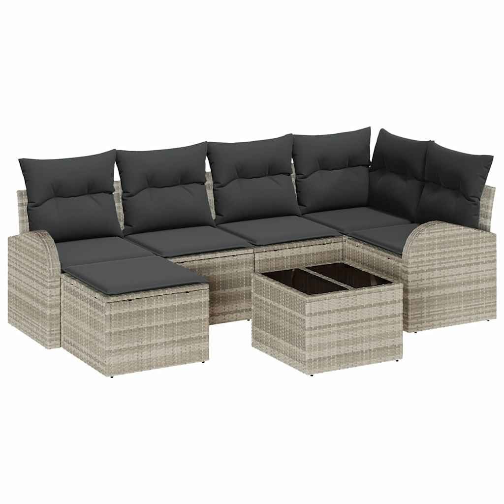 Zestaw Sof na Ogród z poduszką 7 pcs Jasnoszary Polirattan Lumarko!