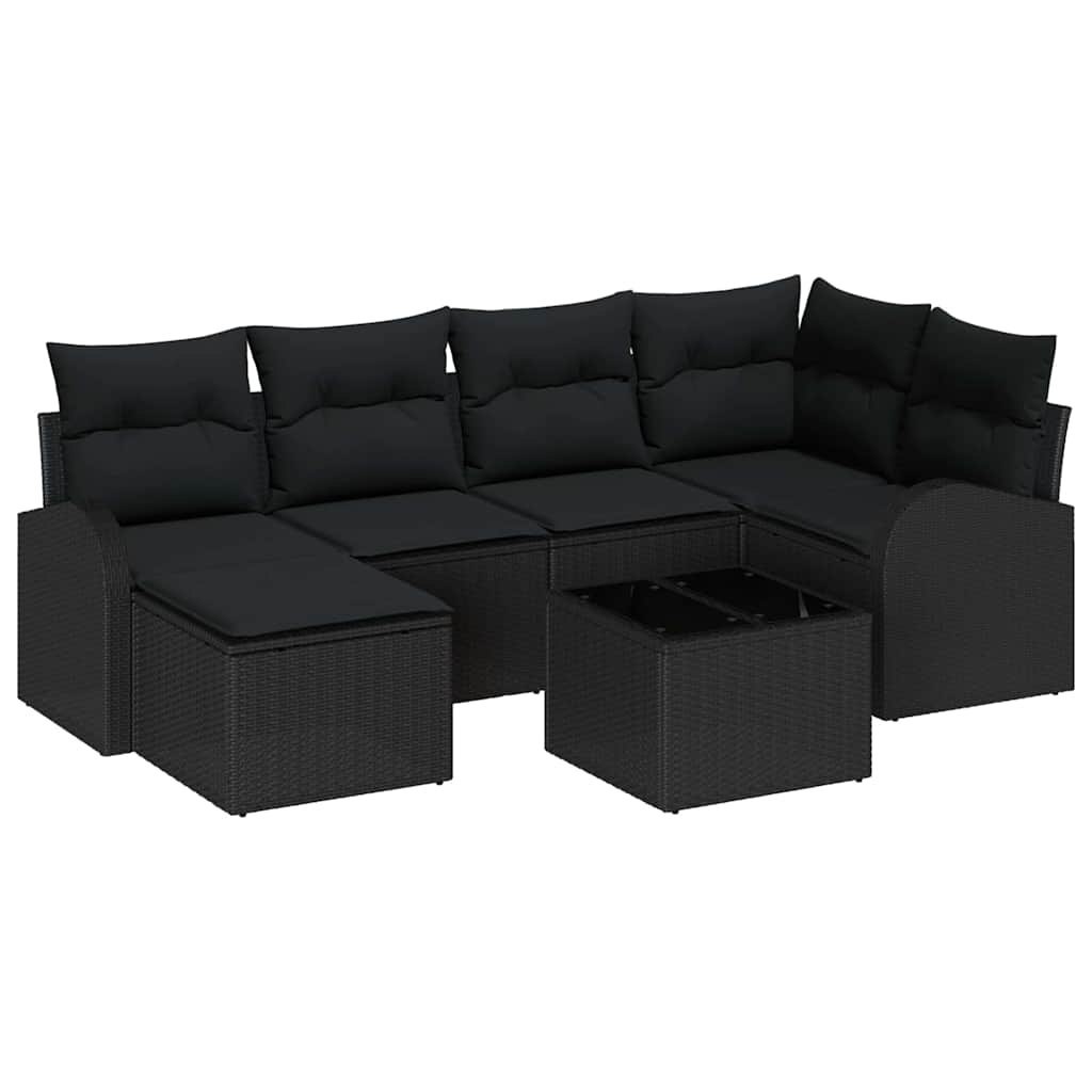 Zestaw Sof na Ogród z poduszką 7 pcs Czarny Polirattan Lumarko!