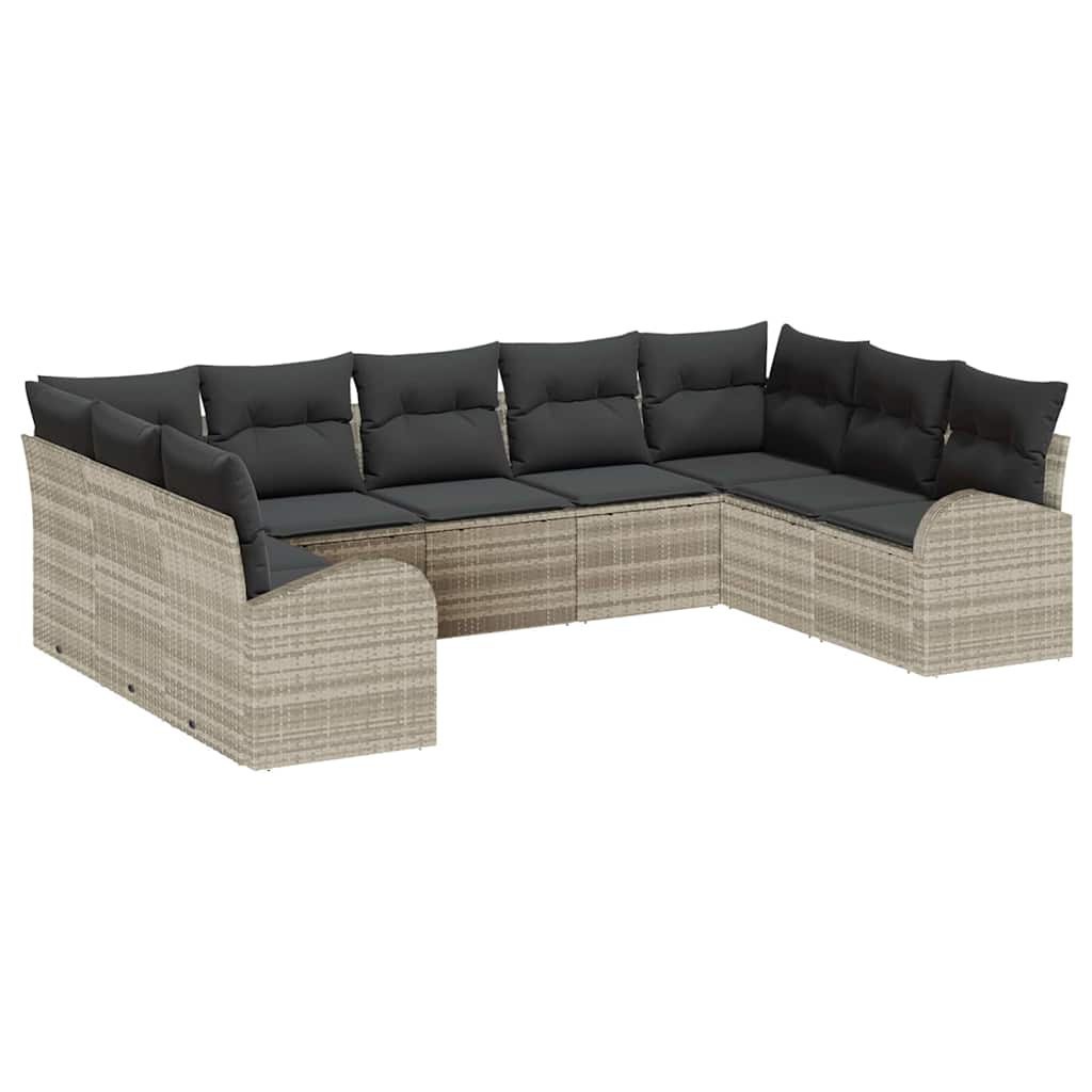 Zestaw Sof na Ogród 9 pcs Jasnoszary Polirattan Lumarko!