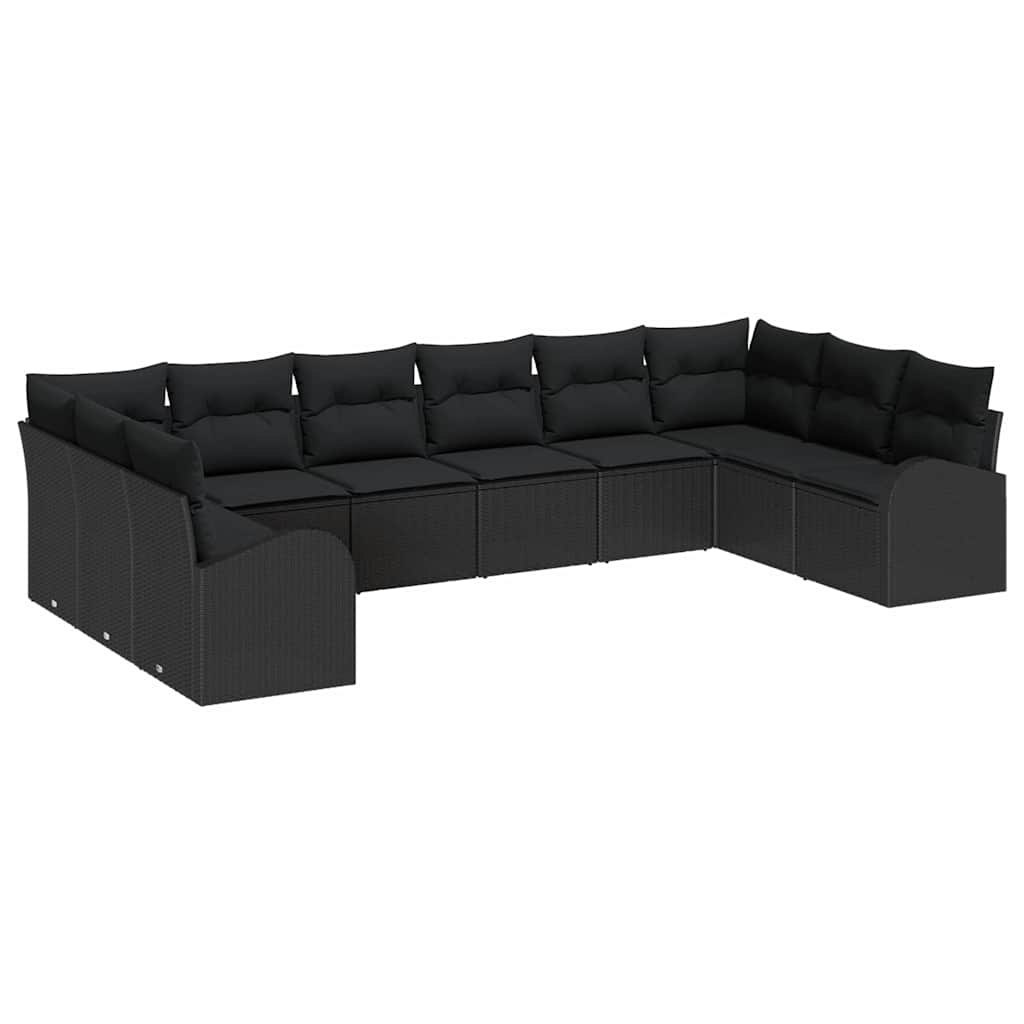 Zestaw Sof na Ogród 10 pcs Czarny Polirattan Lumarko!