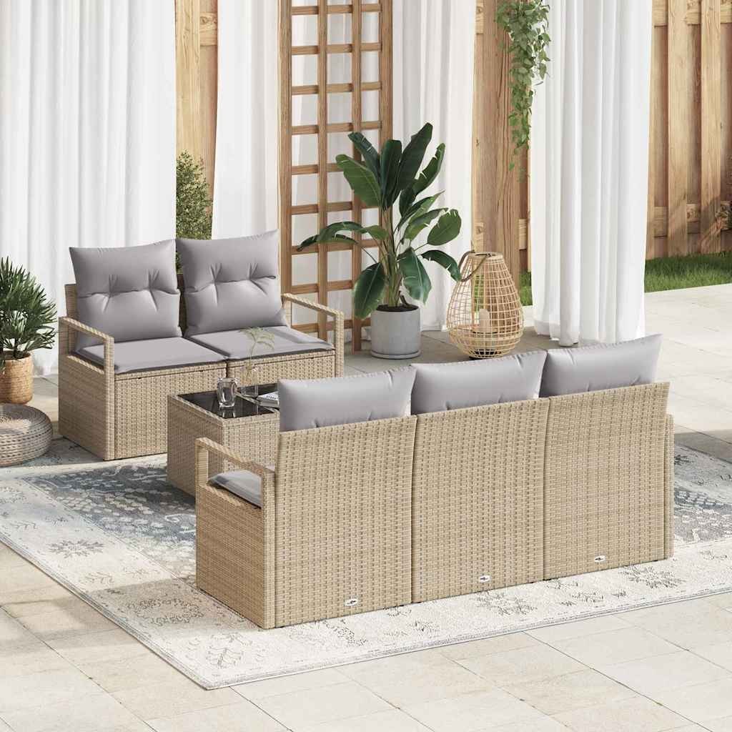Zestaw Sof na Ogród 6 pcs Beżowy i szary 55 x 55 x 37 cm Lumarko!