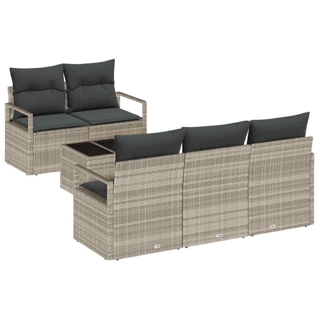 Zestaw Sof na Ogród 6 pcs Jasnoszary 55 x 55 x 37 cm polirattan Lumarko!