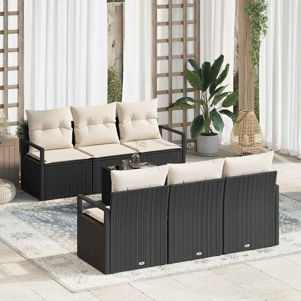 Zestaw Sof na Ogród 7 pcs Czarny, Kremowy 55 x 55 x 37 cm Lumarko!