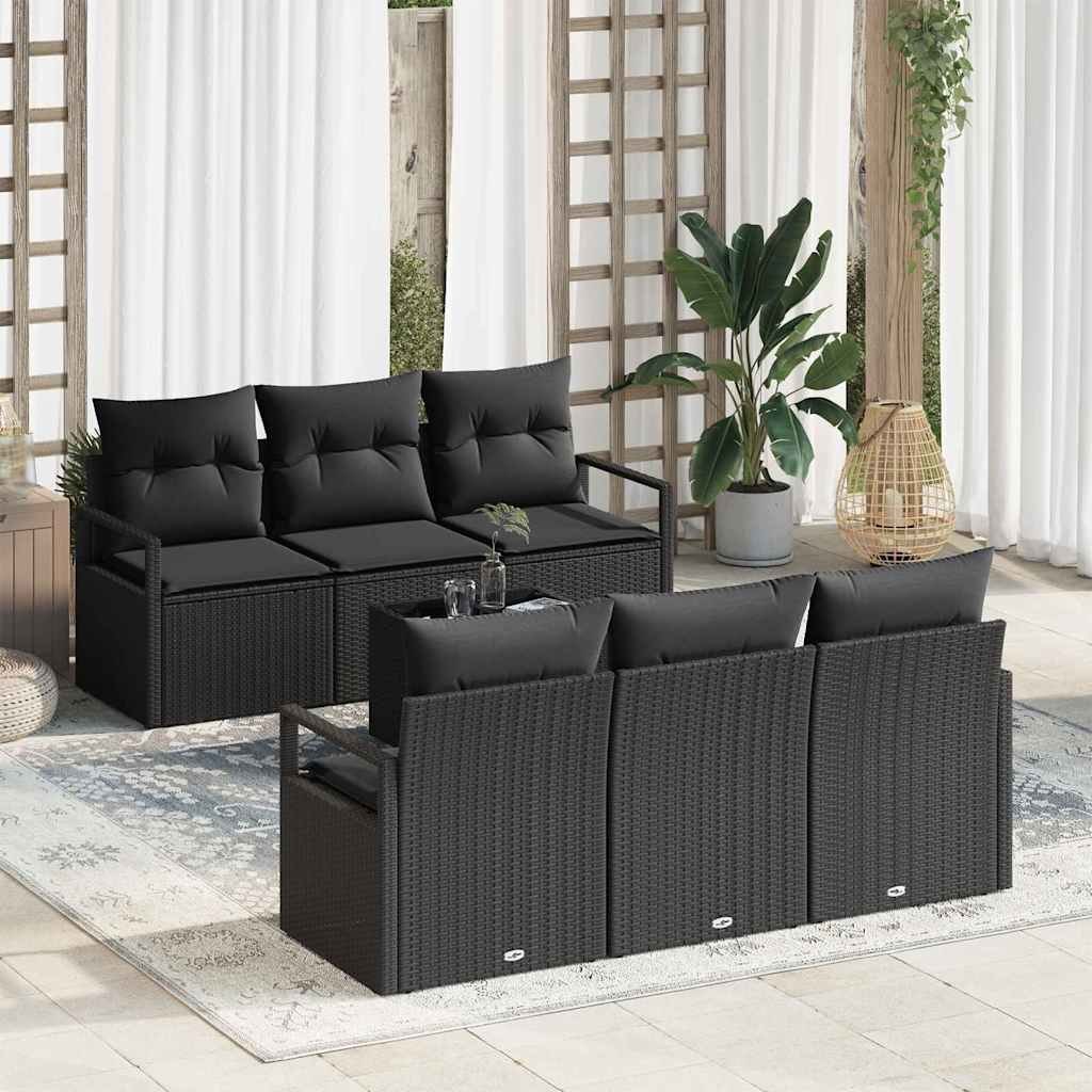 Zestaw Sof na Ogród 7 pcs Czarny 55 x 55 x 37 cm polirattan Lumarko!