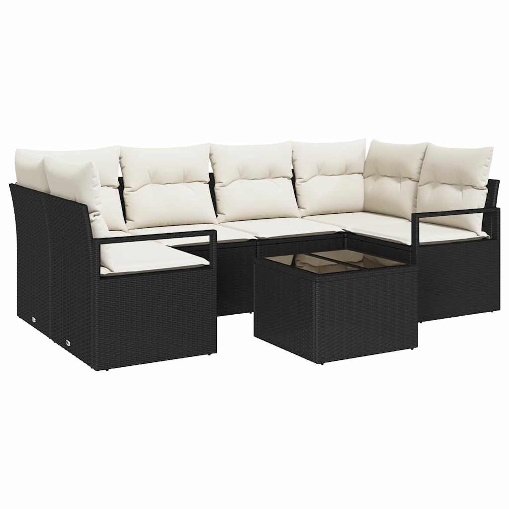 Zestaw Sof na Ogród 7 pcs Czarny, Kremowy 55 x 55 x 37 cm Lumarko!