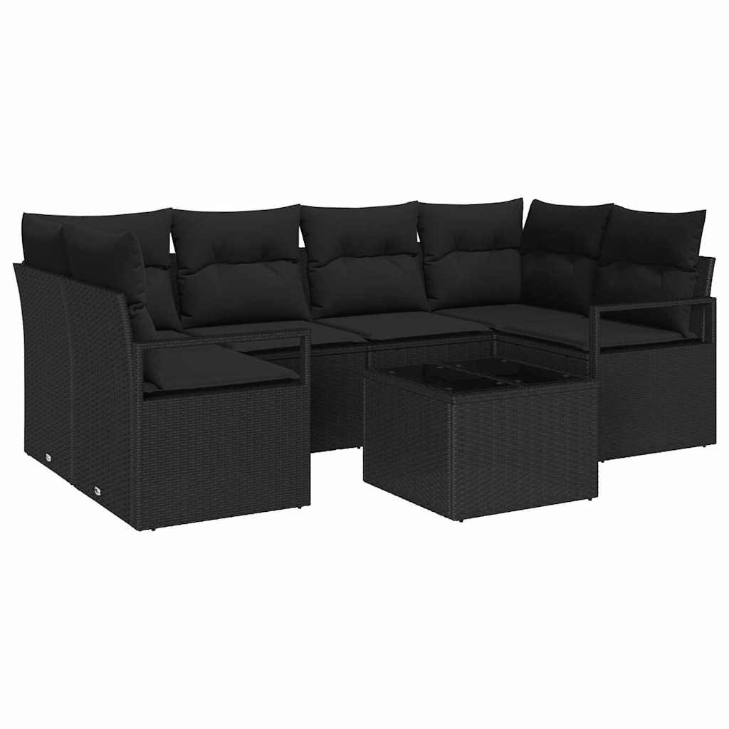 Zestaw Sof na Ogród 7 pcs Czarny 55 x 55 x 37 cm polirattan Lumarko!