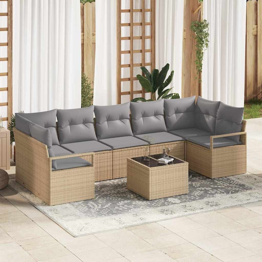 Zestaw Sof na Ogród 8 pcs Beżowy i szary 55 x 55 x 37 cm Lumarko!