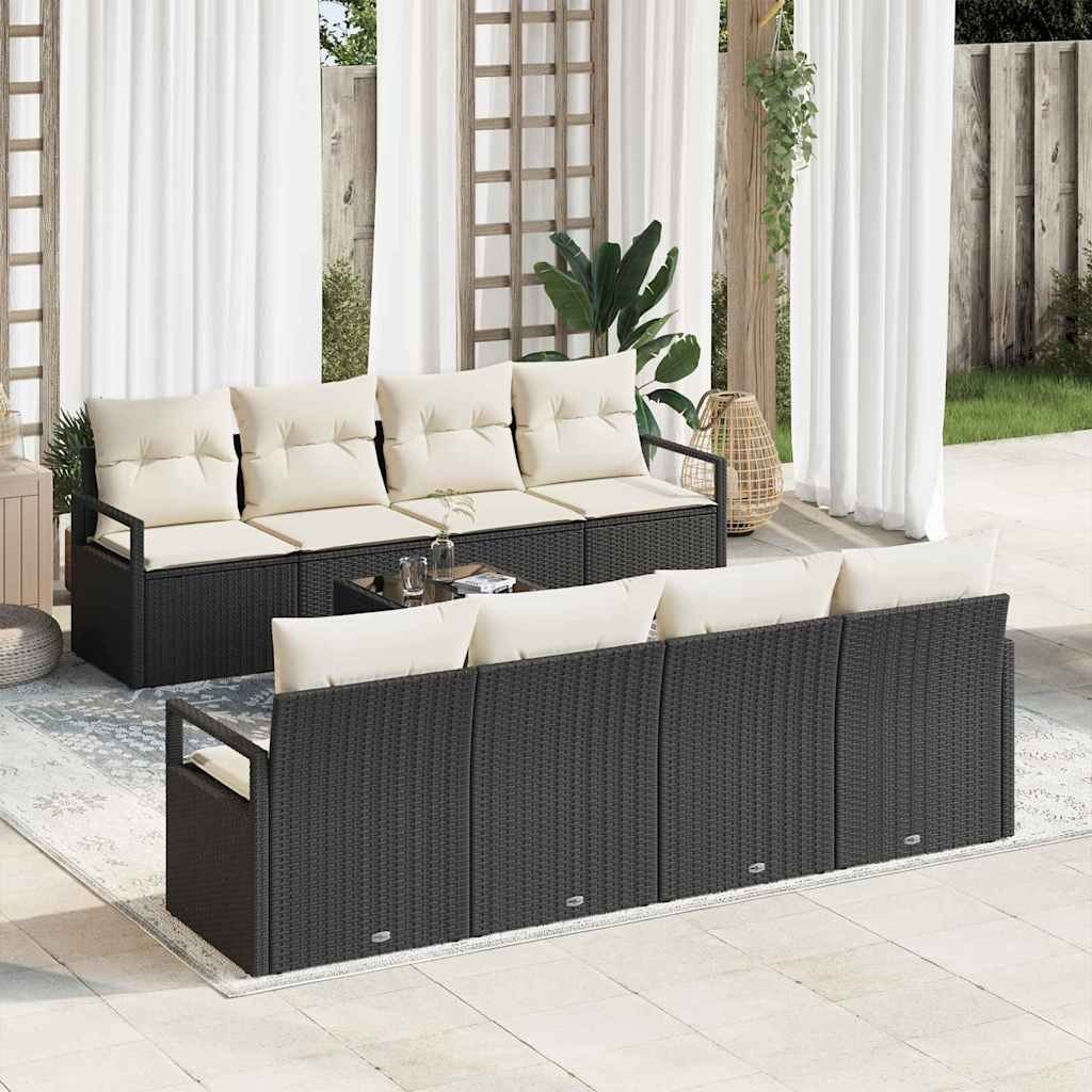 Zestaw Sof na Ogród 7 pcs Czarny, Kremowy 55 x 55 x 37 cm Lumarko!