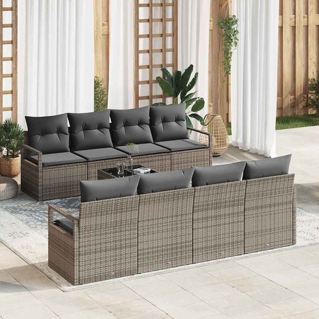 Zestaw Sof na Ogród 7 pcs Szary 55 x 55 x 37 cm polirattan Lumarko!