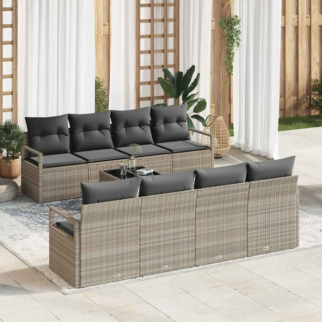 Zestaw Sof na Ogród 7 pcs Jasnoszary 55 x 55 x 37 cm polirattan Lumarko!