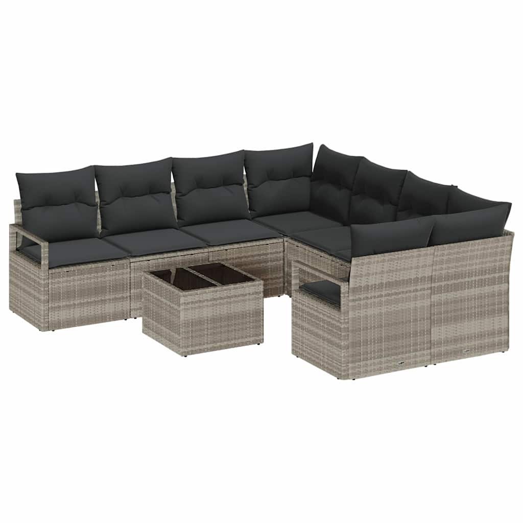 Zestaw Sof na Ogród 9 pcs Jasnoszary, Czarny 55 x 55 x 37 cm Lumarko!