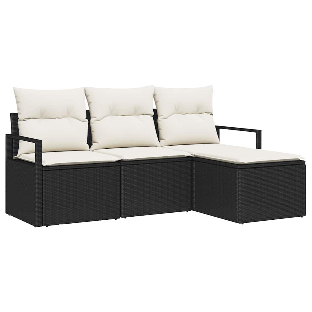 Zestaw Sof na Ogród 4 pcs Czarny Polirattan Lumarko!