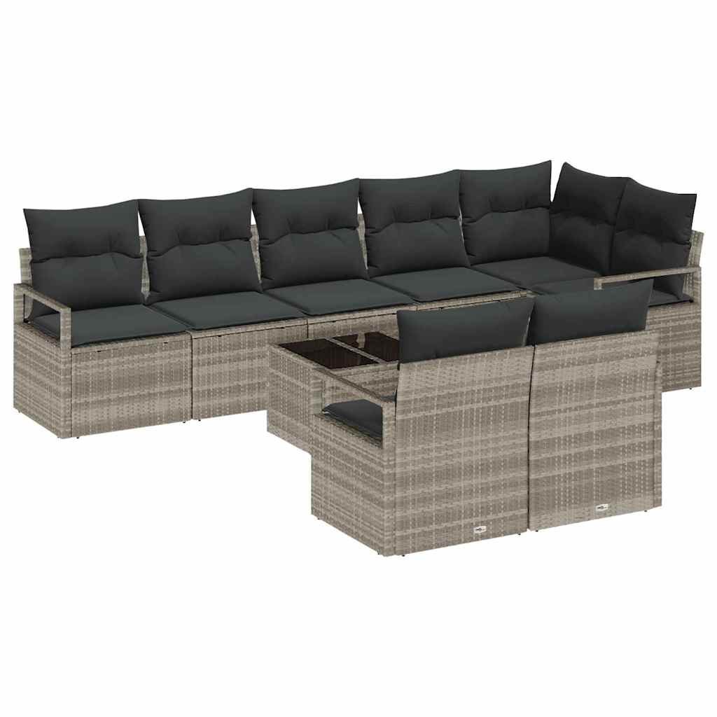 Zestaw Sof na Ogród 9 pcs Jasnoszary Polirattan Lumarko!