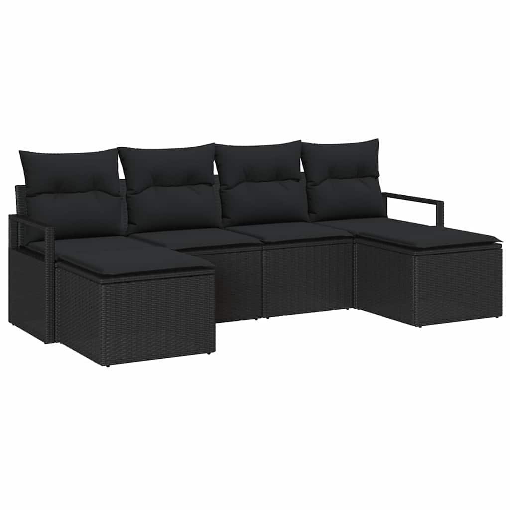Zestaw Sof na Ogród 6 pcs Czarny Polirattan Lumarko!