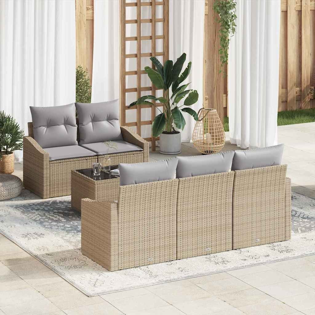 Zestaw Sof na Ogród 6 pcs Beżowy, jasnoszary 55 x 55 x 37 cm Lumarko!