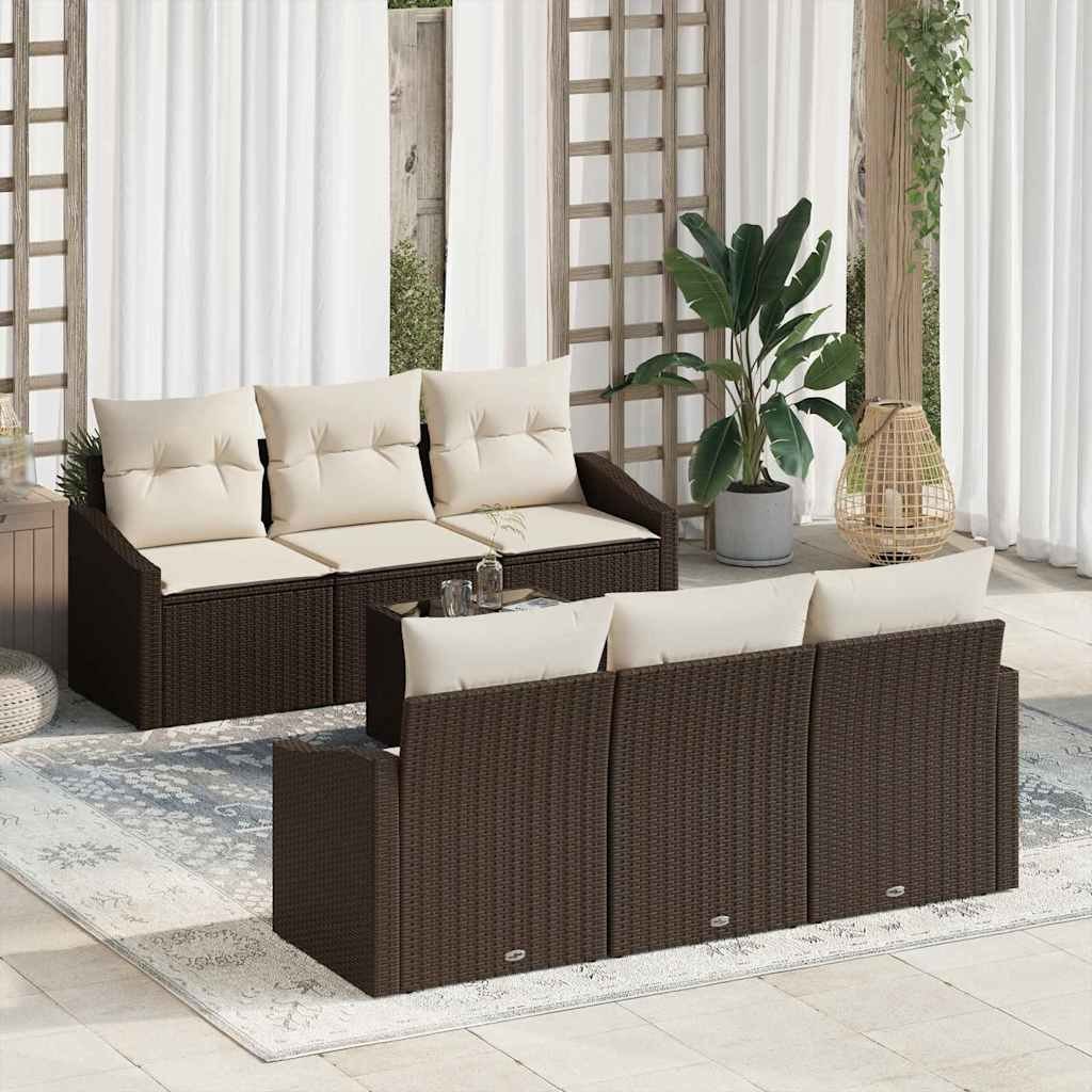 Zestaw Sof na Ogród 7 pcs Brązowy, kremowy 55 x 55 x 37 cm Lumarko!