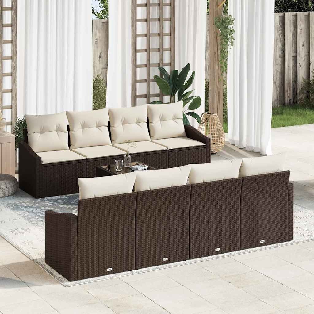 Zestaw Sof na Ogród 9 pcs Brązowy, kremowy 55 x 55 x 37 cm Lumarko!