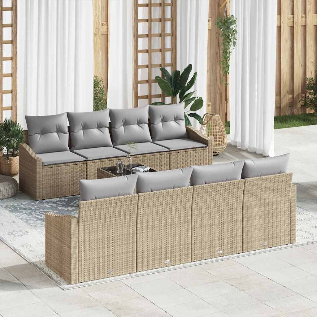 Zestaw Sof na Ogród 9 pcs Beżowy, jasnoszary 55 x 55 x 37 cm Lumarko!