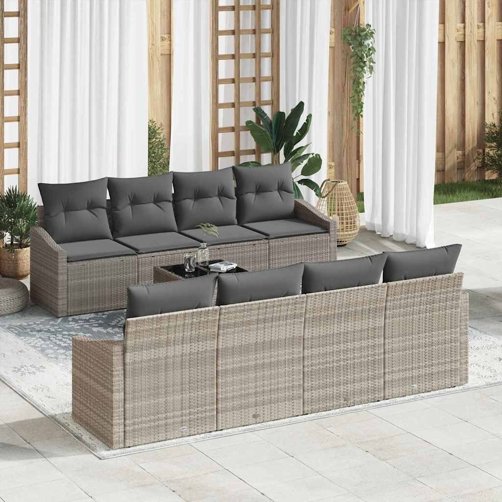 Zestaw Sof na Ogród z poduszką 9 pcs Jasnoszary 55 x 55 x 37 cm Lumarko!