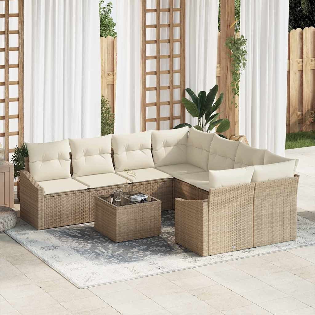 Zestaw Sof na Ogród 9 pcs Beż, Kremowy 55 x 55 x 37 cm Lumarko!