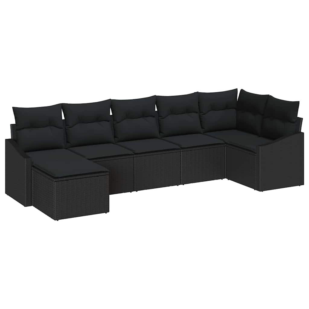 Zestaw Sof na Ogród 7 pcs Czarny Polirattan Lumarko!