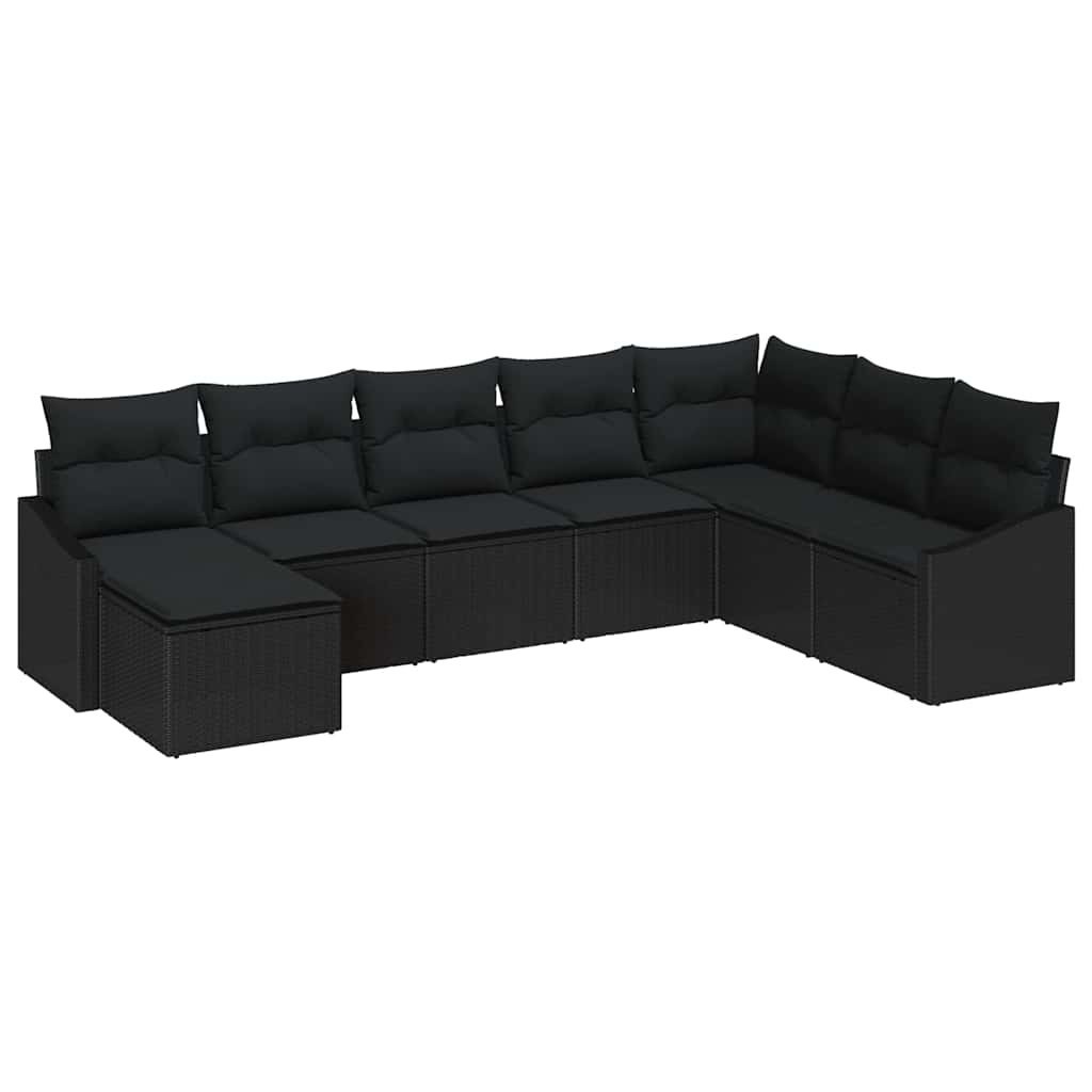 Zestaw Sof na Ogród 8 pcs Czarny Polirattan Lumarko!