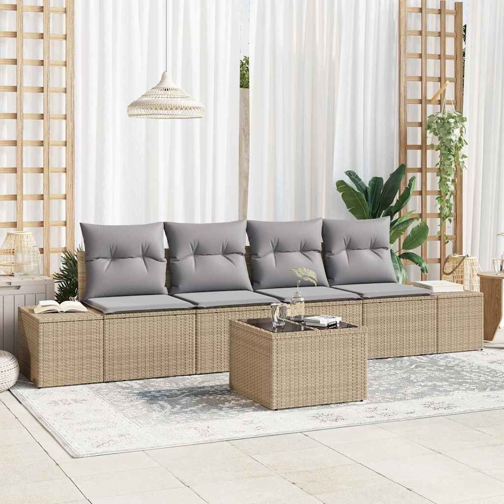 Zestaw Sof na Ogród 5 pcs Beżowy, jasnoszary 55 x 55 x 37 cm Lumarko!