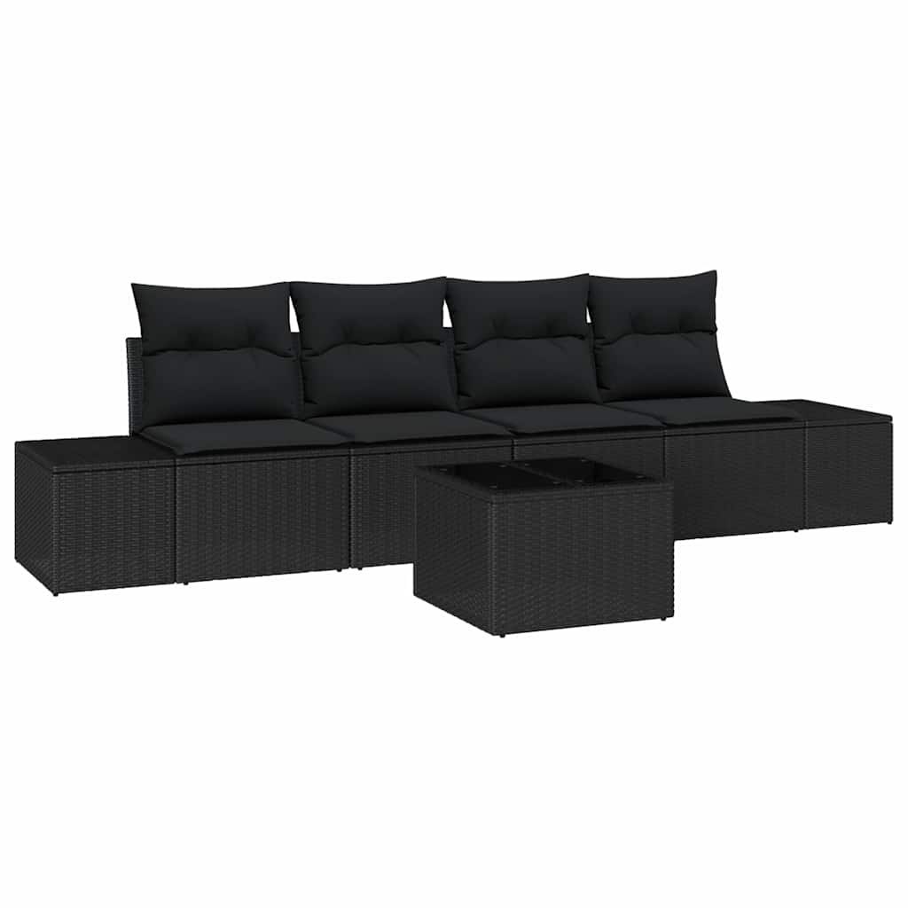 Zestaw Sof na Ogród z poduszką 5 pcs Czarny 55 x 55 x 37 cm Lumarko!
