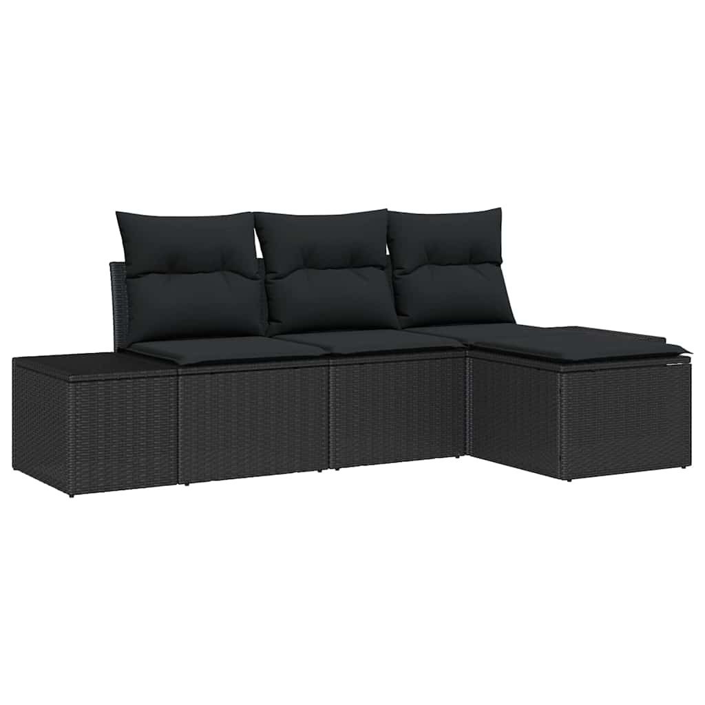 Zestaw Sof na Ogród 4 pcs Czarny Polirattan Lumarko!