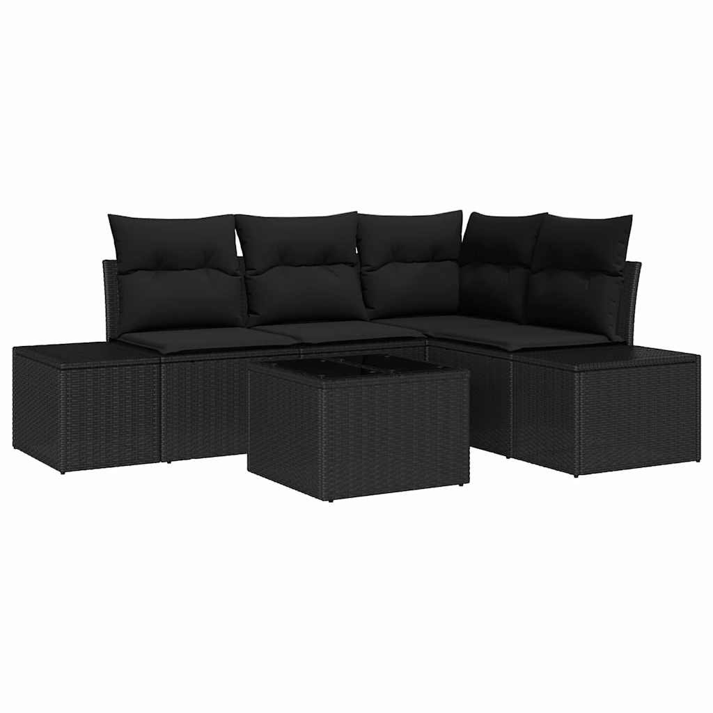 Zestaw Sof na Ogród 5 pcs Czarny Polirattan Lumarko!