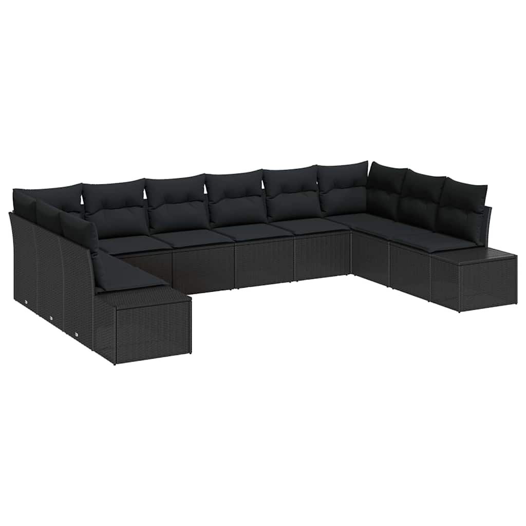 Zestaw Sof na Ogród z poduszką 10 pcs Czarny Polirattan Lumarko!