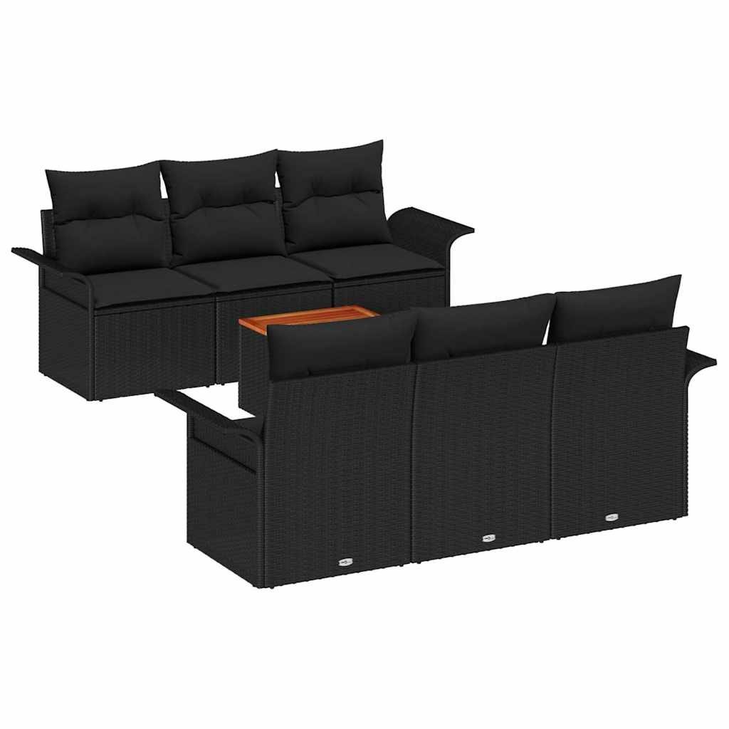 Zestaw Sof na Ogród 7 pcs Czarny Polirattan Lumarko!