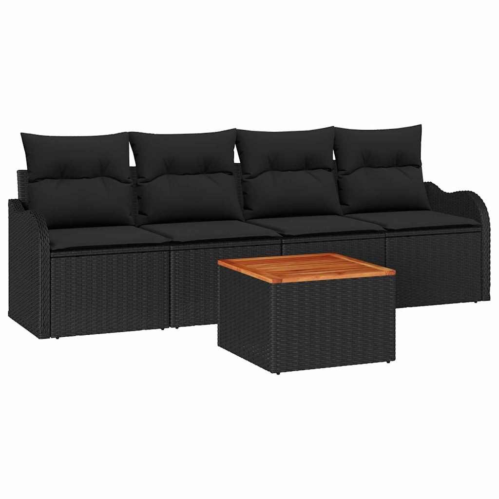 Zestaw Sof na Ogród 5 pcs Czarny Polirattan Lumarko!