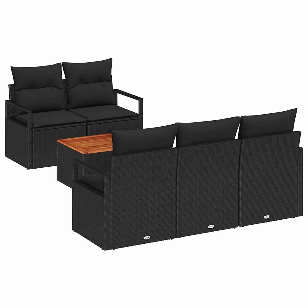 Zestaw Sof na Ogród z poduszką 6 pcs Czarny Polirattan Lumarko!