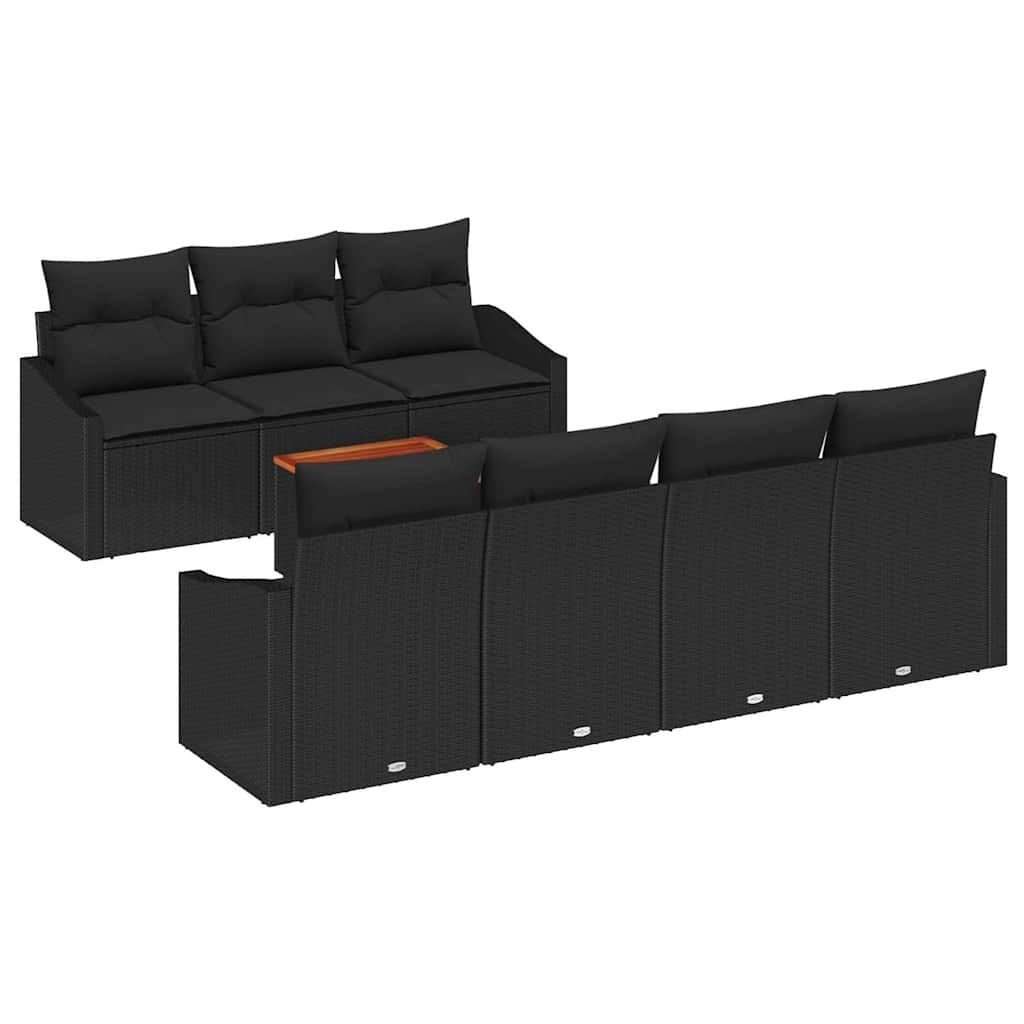 Zestaw Sof na Ogród z poduszką 8 pcs Czarny Polirattan Lumarko!