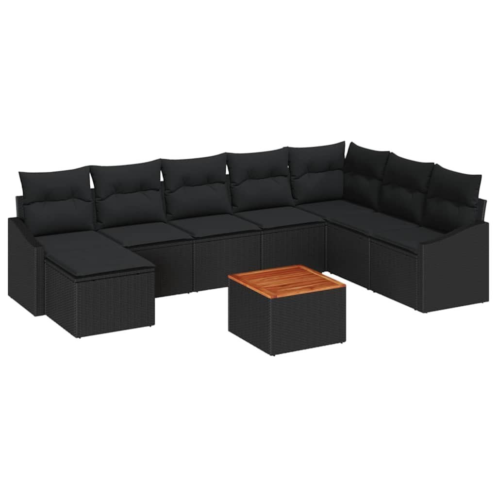 Zestaw Sof na Ogród z poduszką 9 pcs Czarny Polirattan Lumarko!